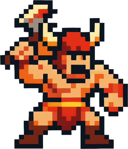 berserquer de pixeles.
In-Game asset.  2d.  High contrast.  No shadows