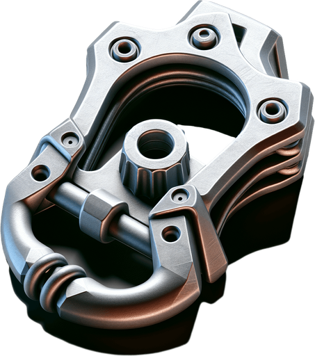 single climbing gear.
Single Game Texture.  In-Game asset.  2d.  Blank background.  High contrast.  No shadows