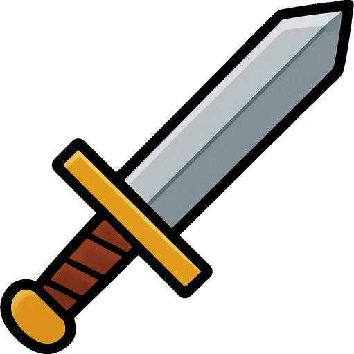 Basic sword.
In-Game asset.  2d.  High contrast.  No shadows