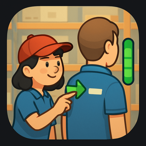 Modern App Store icon, high definition, square with rounded corners, for a game titled "Picotina en Sam's" and with the description "A stealth-comedy game where you secretly poke a coworker in a warehouse store without getting caught. Time your moves carefully and maintain a full progress bar for 10 seconds to win!". No text on icon!