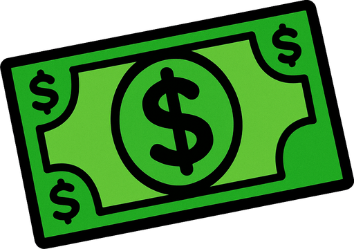 yeşil dolar.
In-Game asset.  2d.  High contrast.  No shadows