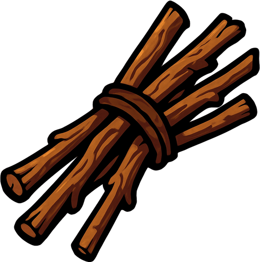 sticks.
In-Game asset.  2d.  High contrast.  No shadows