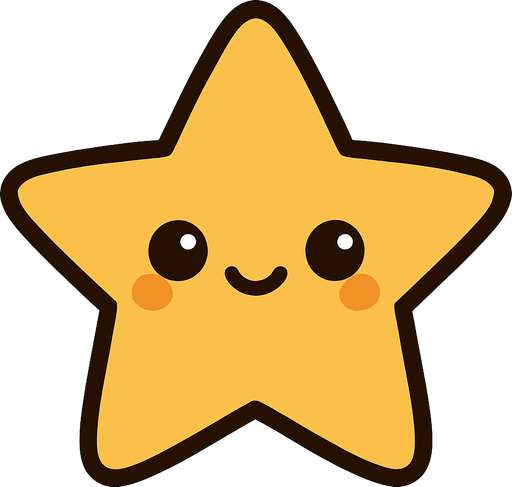 crea una estrella dorada kawai y simple.
In-Game asset.  2d.  High contrast.  No shadows