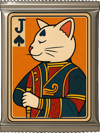 Change the graphic on the picture to be this cat, but like he’s a Jack on a playing card. Seen from the side in the same position as it would look in a regular deck of cards.