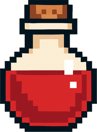 2d pixel art red heal pot bottle.
In-Game asset.  2d.  High contrast.  No shadows