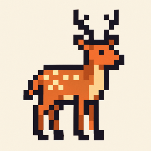Pixel deer.
In-Game asset.  2d.  High contrast.  No shadows