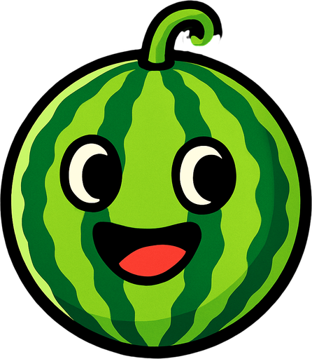 watermelon with face.
In-Game asset.  2d.  High contrast.  No shadows