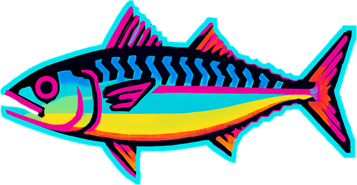 A mackerel. 80s arcade machine graphics. 
Swimming Side profile.
In-Game asset.  2d.  High contrast.  No shadows