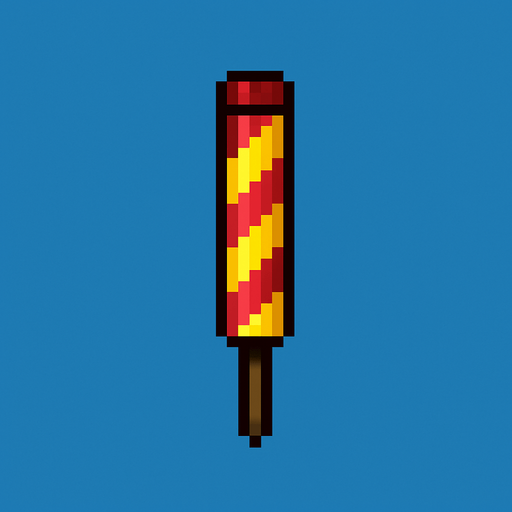 Confetti stick, 2d pixel art vertical. no papers only stick.
In-Game asset.  2d.  High contrast.  No shadows