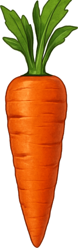 vertical and realistic carrot.
In-Game asset.  2d.  High contrast.  No shadows