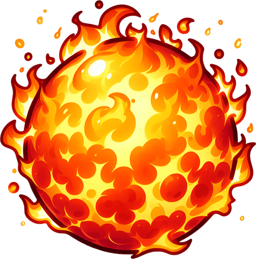 chibi fire ball.
Single Game Texture.  In-Game asset.  2d.  Blank background.  High contrast.  No shadows