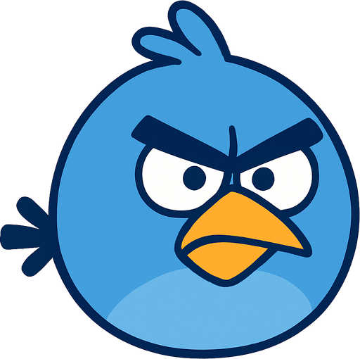 angry blue bird.
no shadow. cartoon. simple. minimalisitc. animated