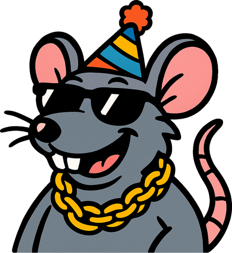 Make a rat with a gold chain, party hat, and shades also make him happy.
In-Game asset.  2d.  High contrast.  No shadows