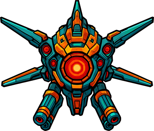 different cyber flying enemy from the front side facing camera. HD colors. separated
In-Game asset.  2d.  High contrast.  No shadows