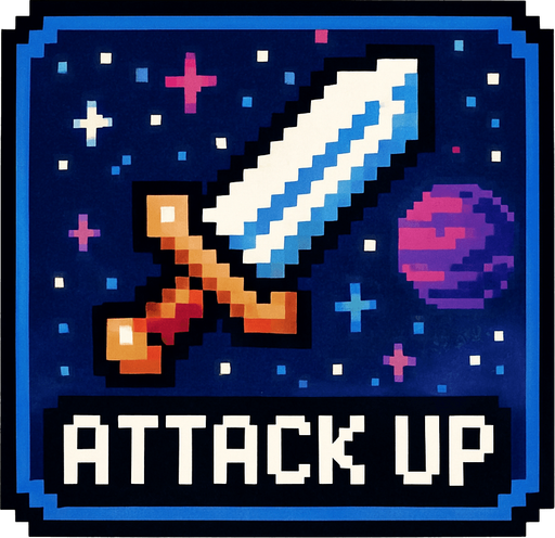 Пиксельная карта усиления атаки космос битва.
In-Game asset.  2d.  High contrast.  No shadows