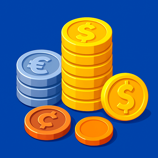 Pack of different coins.
In-Game asset.  High contrast.  No shadows. 3D