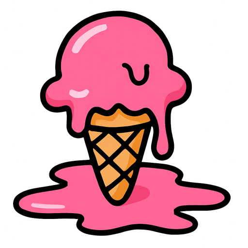 icecream_melt_cartoon.
In-Game asset.  2d.  High contrast.  No shadows