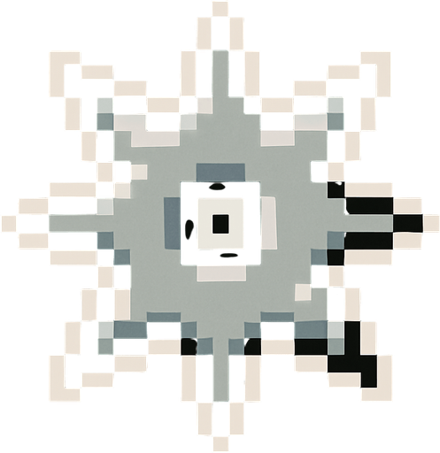 pixel shuriken but 8 edges.
In-Game asset.  2d.  High contrast.  No shadows