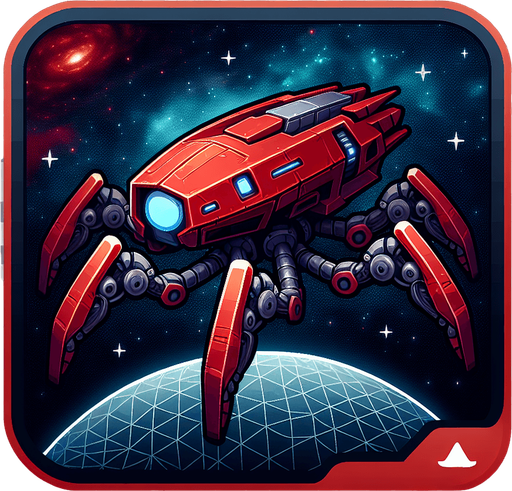 Uma nave vermelha com patas de aranha de ferro intergalactico fundo png.
Single Game Texture. In-Game asset. 2d. Blank background. High contrast. No shadows.