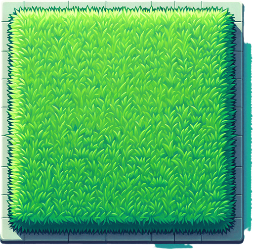 top view of a beautiful and lush clean ans straight lawn square.
Video game style