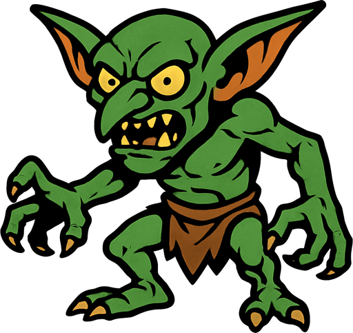goblin canavar.
In-Game asset.  2d.  High contrast.  No shadows