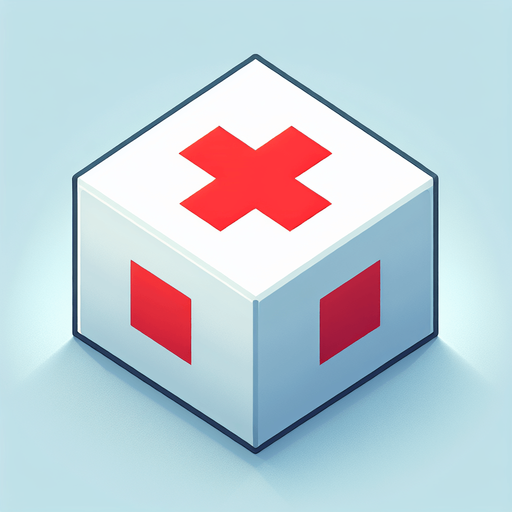square box viewed from above. White with a large Red Cross 

Single Game Texture. In-Game asset. 2d. Blank background. High contrast. No shadows.