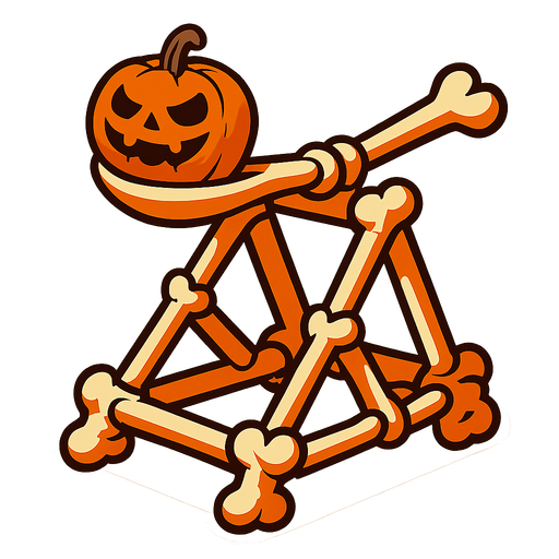 Pumpkin catapult made out of bones.
In-Game asset.  2d.  High contrast.  No shadows