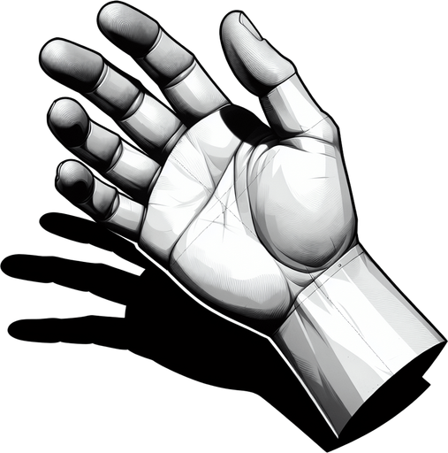 hand.
Single Game Texture. In-Game asset. 2d. Blank background. High contrast. No shadows.