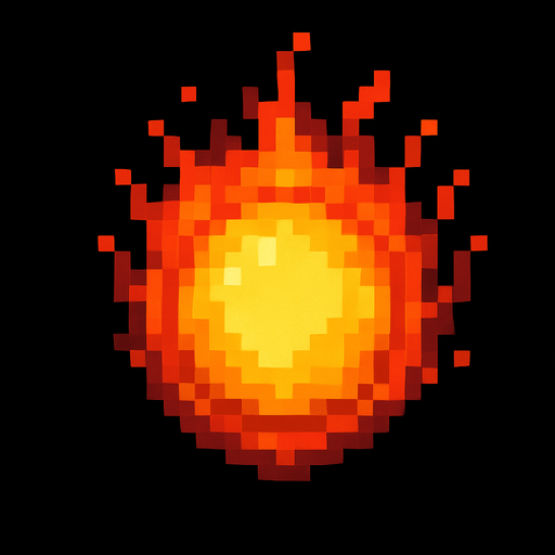 A round fireball projectile. Straight on view as if it’s coming straight towards the camera. Retro pixel art..
In-Game asset.  2d.  High contrast.  No shadows