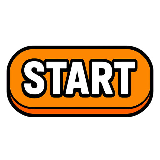 Boton de juego que diga "START".
In-Game asset.  2d.  High contrast.  No shadows