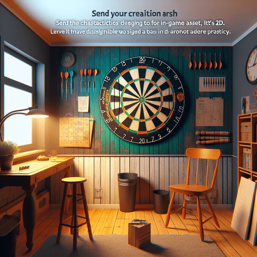 Dart shooting practice room.
Single Game Texture.  In-Game asset.  2d.  Blank background.  High contrast.  No shadows