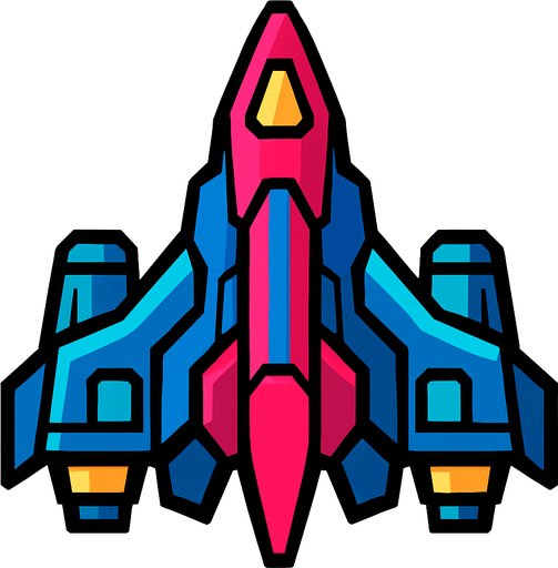 spaceship.
In-Game asset.  2d.  High contrast.  No shadows