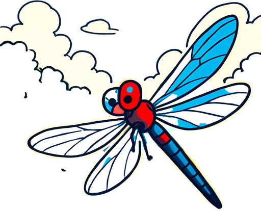 gambar gaya anime capung dengan background sungai.
In-Game asset.  2d.  High contrast.  No shadows