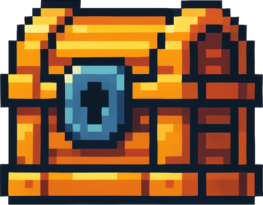 cofre de pixeles.
In-Game asset.  2d.  High contrast.  No shadows