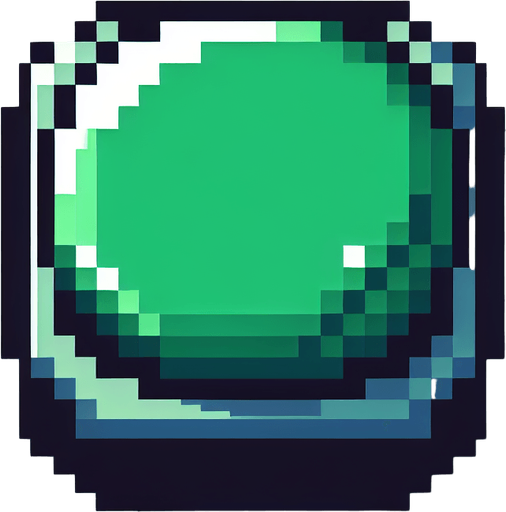 green button  8 bit.
Single Game Texture. In-Game asset. 2d. Blank background. High contrast. No shadows.