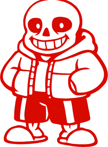 Sans color rojo.
In-Game asset.  2d.  High contrast.  No shadows