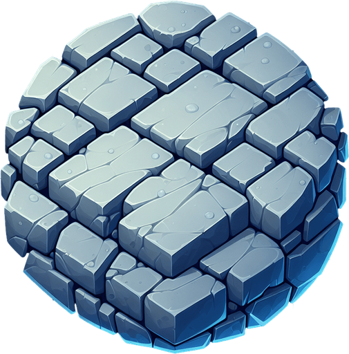 A stone from top view (2d).
Single Game Texture. In-Game asset. 2d. Blank background. High contrast. No shadows.