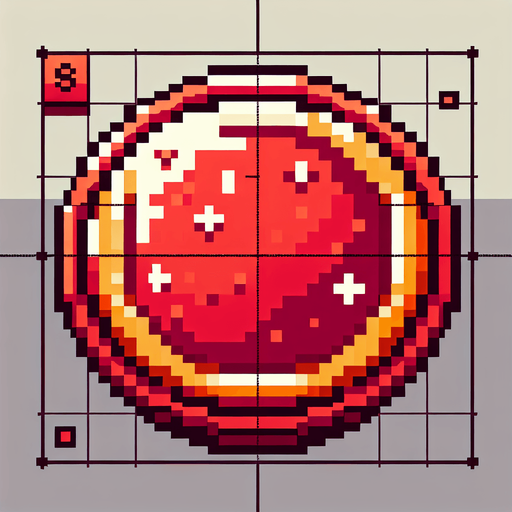 pixel art coin with red color.
Single Game Texture. In-Game asset. 2d. Blank background. High contrast. No shadows.