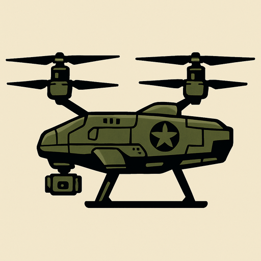 Military quadcopter side view
In-Game asset.  2d.  High contrast.  No shadows