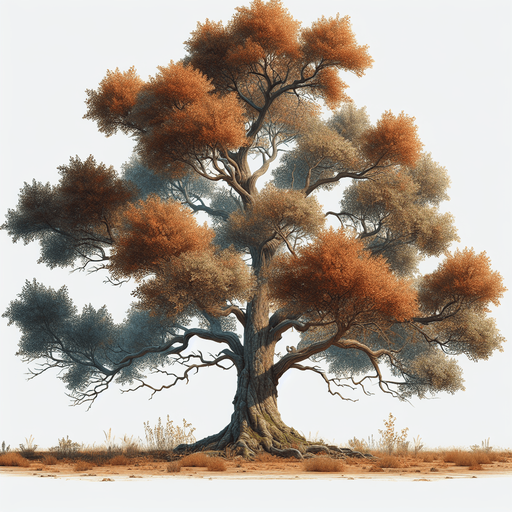 large AUTUMN SHADES tree with sparse bunches of leaves. branches are exposed, but the tree is tough and old.. true-color, realistic, Single Game Texture. In-Game asset. 2d. Blank background. High contrast. No shadows..
Single Game Texture.  In-Game asset.  2d.  Blank background.  High contrast.  No shadows