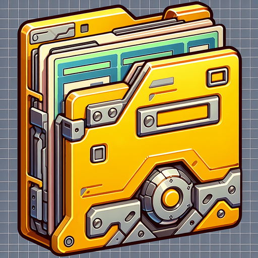 A yellow folder document.
Single Game Texture. In-Game asset. 2d. Blank background. High contrast. No shadows.