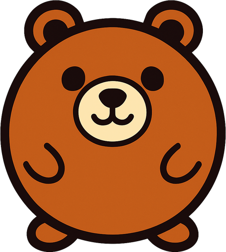 un oso redondo.
In-Game asset.  2d.  High contrast.  No shadows