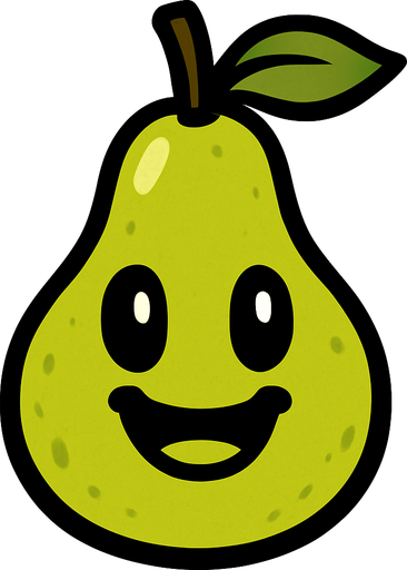 Pear with face.
In-Game asset.  2d.  High contrast.  No shadows