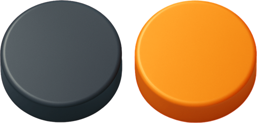 othello game one piece of grey and one piece of orange.
In-Game asset.  High contrast.  No shadows. 3D