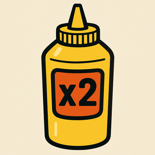 Mustard Bottle, label is x2.
In-Game asset.  2d.  High contrast.  No shadows