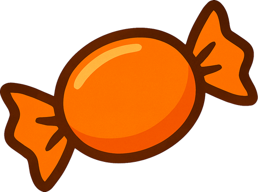 Turuncu şeker.
In-Game asset.  2d.  High contrast.  No shadows