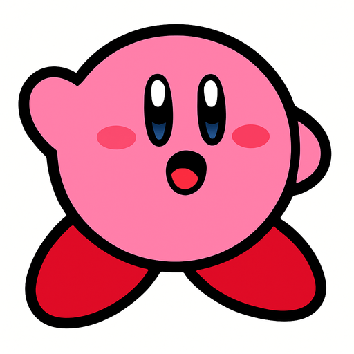 Kirby.
In-Game asset.  2d.  High contrast.  No shadows