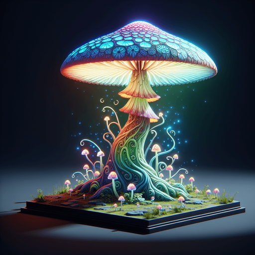 Standing proudly in the mystical, otherworldly terrain is the Enchanted Glowing Psychedelic Mushroom Obstacle, a breathtaking marvel that both enthralls and challenges those who encounter it. This colossal mushroom radiates a mesmerizing array of vivid, shifting colors, bathing its surroundings in a surreal, luminescent glow. The cap of the mushroom is adorned with intricate, swirling patterns that pulsate rhythmically, creating a hypnotic dance of light and shadow.

Its stalk, tall and sturdy, is covered in delicate, bioluminescent tendrils that sway gently, as if moved by an unseen breeze. These tendrils emit a soothing hum, resonating with an enchanting melody that captivates the senses. The air around the mushroom is filled with a faint, sweet fragrance, mingling with the soft, ethereal glow to create an atmosphere of wonder and magic.

As an obstacle, the Enchanted Glowing Psychedelic Mushroom presents a unique challenge: its radiant beauty is both a beacon and a barrier. Adventur.
Single Game Texture. In-Game asset. 2d. Blank background. High contrast. No shadows.