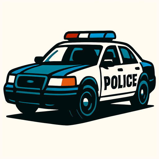 police car.
In-Game asset.  2d.  High contrast.  No shadows
