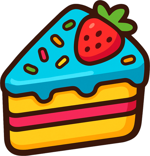 a slice cake top view for kids.
In-Game asset.  2d.  High contrast.  No shadows